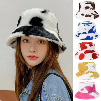 Φθινόπωρο Χειμώνας Faux Fur Cap Fluffy Cow Bocket Καπέλα Γυναικεία Ζεστά Καπέλα Ψαράς Μαλακό βελούδινο βελούδινο καπέλο σκι Κορίτσι για εξωτερικούς χώρους Παναμά