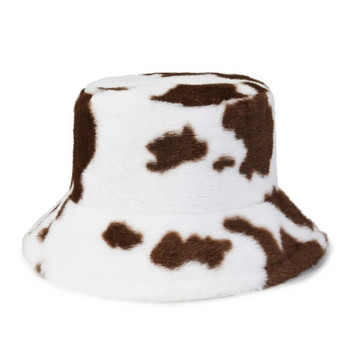 Φθινόπωρο Χειμώνας Faux Fur Cap Fluffy Cow Bocket Καπέλα Γυναικεία Ζεστά Καπέλα Ψαράς Μαλακό βελούδινο βελούδινο καπέλο σκι Κορίτσι για εξωτερικούς χώρους Παναμά