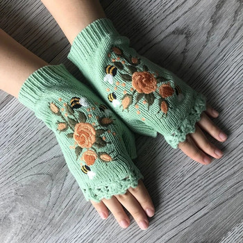 Γάντια μισού δακτύλου Γυναικεία πλεκτά χειμωνιάτικα γάντια χωρίς δάχτυλα Μαλακά βελονάκι μελισσών πλέξιμο από ψεύτικο μαλλί Γάντια χωρίς δάχτυλα Θερμοκρασία καρπού
