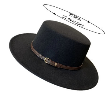 Μόδα Fedoras Γυναικεία Λευκό Μαύρο Φαρδύ γείσο Fedora Καπέλο Γυναικεία απομίμηση μάλλινων καπέλα από τσόχα με δερμάτινη ζώνη ντεκόρ Panama Jazz Cap