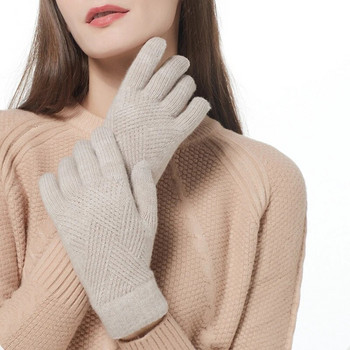 Модни кашмирени дамски мъжки зимни кашмирени студени защитени двуслойни удебелени топли вълнени ръкавици с сензорен екран