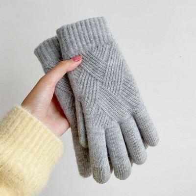 Μόδα Κασμίρ Γυναικεία Ανδρικά Χειμερινά Κασμίρ Ψυχρή προστασία διπλής στρώσης Πύκνωσης Ζεστή οθόνη αφής πλεκτά μάλλινα γάντια
