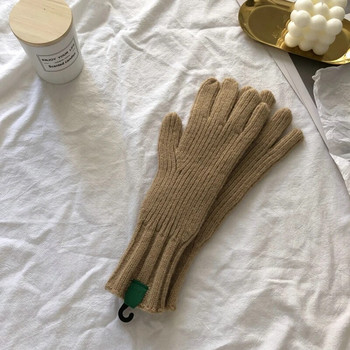 Πλεκτά γάντια χειμερινού καθαρού χρώματος Γυναικεία οθόνη Φοιτητική ιππασία με χωρισμένο δάχτυλο χοντρά ζεστά γάντια ζευγάρι Χριστουγεννιάτικο δώρο για γυναίκες