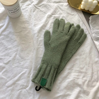 Πλεκτά γάντια χειμερινού καθαρού χρώματος Γυναικεία οθόνη Φοιτητική ιππασία με χωρισμένο δάχτυλο χοντρά ζεστά γάντια ζευγάρι Χριστουγεννιάτικο δώρο για γυναίκες
