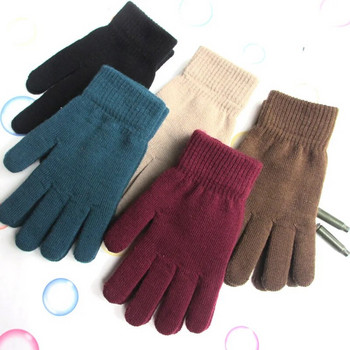 1 ζεύγος χειμερινά γυναικεία πλεκτά γάντια από κασμίρ Φθινοπωρινό Χέρι πιο ζεστή και χοντρή επένδυση Γάντια με τα δάχτυλα Κοντά γάντια καρπού για σκι