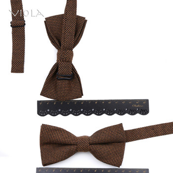 Wool Touch Soft Solid Raied Класически 6cm комплекти вратовръзки Мъжки модни папийонка в цвят каки, джобна квадратна пеперуда, крава, аксесоар за подарък