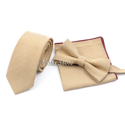 Wool Touch Soft Jednobojni Klasični 6cm Kompleti Kravata Muški Khaki Modna Leptir Kravata Džepni Četverokutni Kravata Poklon Dodatak