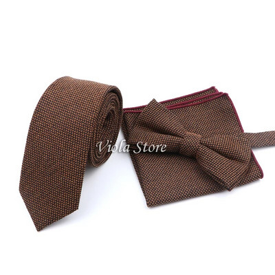 Wool Touch Soft Jednobojni Klasični 6cm Kompleti Kravata Muški Khaki Modna Leptir Kravata Džepni Četverokutni Kravata Poklon Dodatak