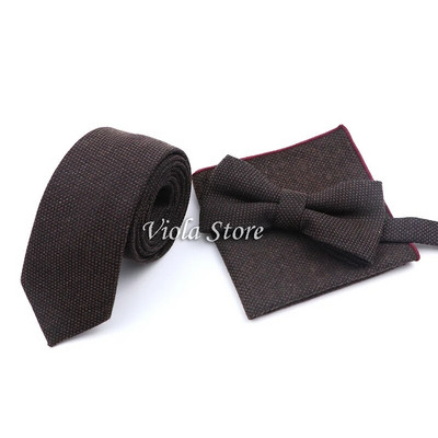 Wool Touch Soft Jednobojni Klasični 6cm Kompleti Kravata Muški Khaki Modna Leptir Kravata Džepni Četverokutni Kravata Poklon Dodatak