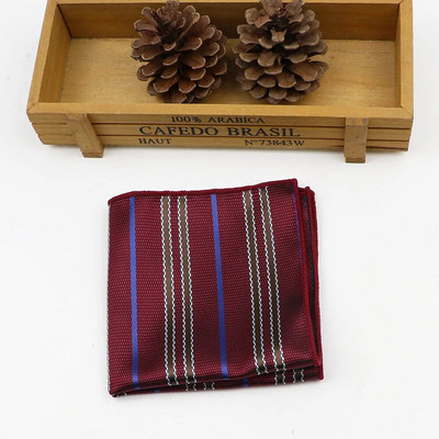 24cm*24CM Divatos férfi jacquard poliészter sál klasszikus egyszerű csíkos zsebkendő Performance ing kiegészítők