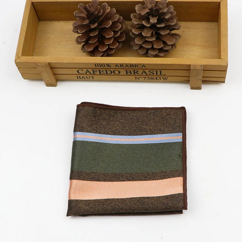 24cm*24CM Divatos férfi jacquard poliészter sál klasszikus egyszerű csíkos zsebkendő Performance ing kiegészítők