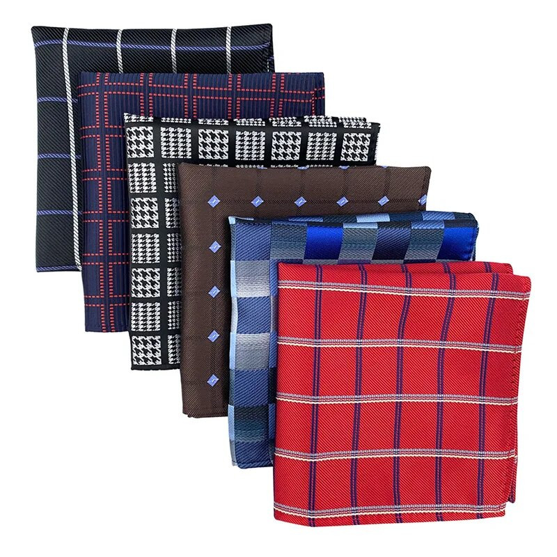 25*25 cm klasszikus divatos csíkos kockás poliészter zseb négyzet férfi vőlegénynek Alkalmi esküvői öltöny zsebkendő ajándékok