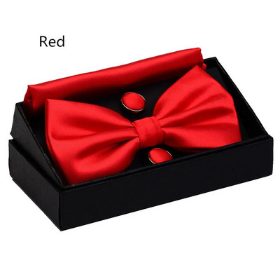 RBOCOTT férfi csokornyakkendő szett tömör dupla összehajtható csokornyakkendő vízálló sima kék csokornyakkendő Hanky mandzsettagombos ajándékdoboz férfiaknak esküvői ajándék