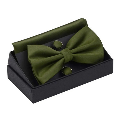 RBOCOTT férfi csokornyakkendő szett tömör dupla összehajtható csokornyakkendő vízálló sima kék csokornyakkendő Hanky mandzsettagombos ajándékdoboz férfiaknak esküvői ajándék