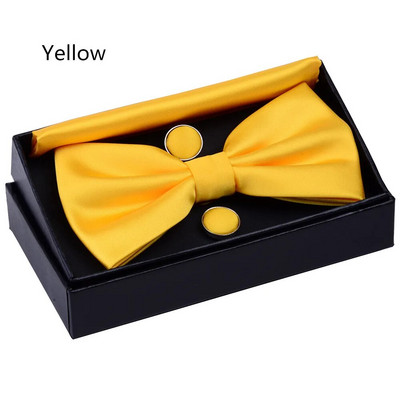 RBOCOTT férfi csokornyakkendő szett tömör dupla összehajtható csokornyakkendő vízálló sima kék csokornyakkendő Hanky mandzsettagombos ajándékdoboz férfiaknak esküvői ajándék