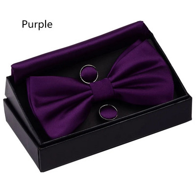 RBOCOTT férfi csokornyakkendő szett tömör dupla összehajtható csokornyakkendő vízálló sima kék csokornyakkendő Hanky mandzsettagombos ajándékdoboz férfiaknak esküvői ajándék