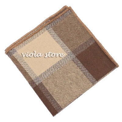 Hot καρό ριγέ μαντήλι 100% βαμβακερό Hankie 24cm αριστοκρατικό καφέ γυναικείο πάρτι γάμου Τσέπη τετράγωνο κοστούμι δώρου