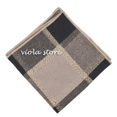 Hot καρό ριγέ μαντήλι 100% βαμβακερό Hankie 24cm αριστοκρατικό καφέ γυναικείο πάρτι γάμου Τσέπη τετράγωνο κοστούμι δώρου