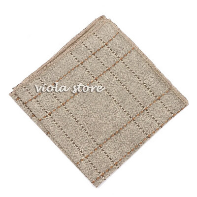 Hot καρό ριγέ μαντήλι 100% βαμβακερό Hankie 24cm αριστοκρατικό καφέ γυναικείο πάρτι γάμου Τσέπη τετράγωνο κοστούμι δώρου