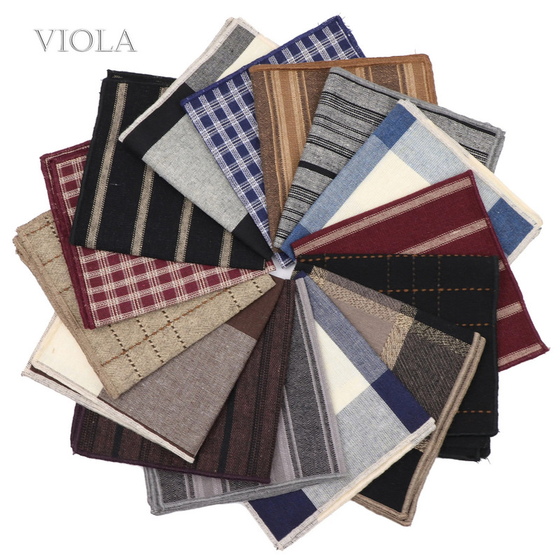 Hot καρό ριγέ μαντήλι 100% βαμβακερό Hankie 24cm αριστοκρατικό καφέ γυναικείο πάρτι γάμου Τσέπη τετράγωνο κοστούμι δώρου