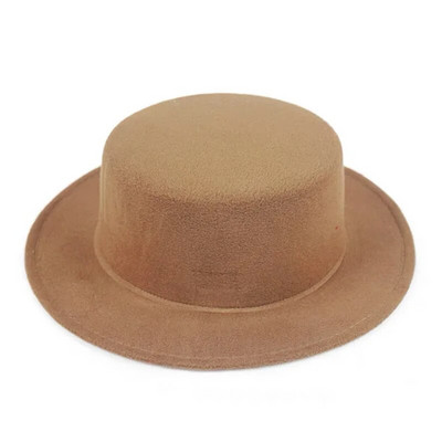 Vienspalvė Boater Fedora kepurė rudens žiemos imitacija vilnonė kepurė, moteriška, vyriška, plokščia veltinio kepurė Trilby Elegant Lady Chapeu