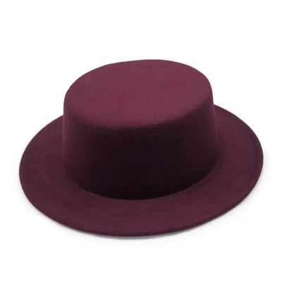 Vienspalvė Boater Fedora kepurė rudens žiemos imitacija vilnonė kepurė, moteriška, vyriška, plokščia veltinio kepurė Trilby Elegant Lady Chapeu