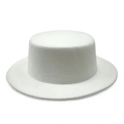 Vienspalvė Boater Fedora kepurė rudens žiemos imitacija vilnonė kepurė, moteriška, vyriška, plokščia veltinio kepurė Trilby Elegant Lady Chapeu