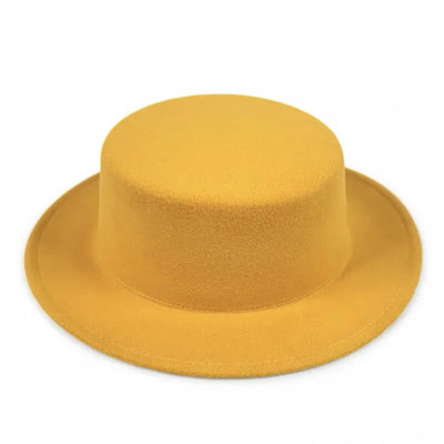 Vienspalvė Boater Fedora kepurė rudens žiemos imitacija vilnonė kepurė, moteriška, vyriška, plokščia veltinio kepurė Trilby Elegant Lady Chapeu