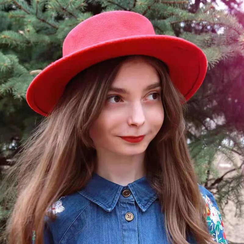 Vienspalvė Boater Fedora kepurė rudens žiemos imitacija vilnonė kepurė, moteriška, vyriška, plokščia veltinio kepurė Trilby Elegant Lady Chapeu