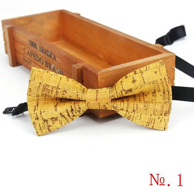 Divat Új díszes parafa fából készült férfi csokornyakkendők Újdonság, kézzel készített tömör csokornyakkendő pillangó Esküvői parti Férfi Ajándék Kiegészítők Nyakruházat