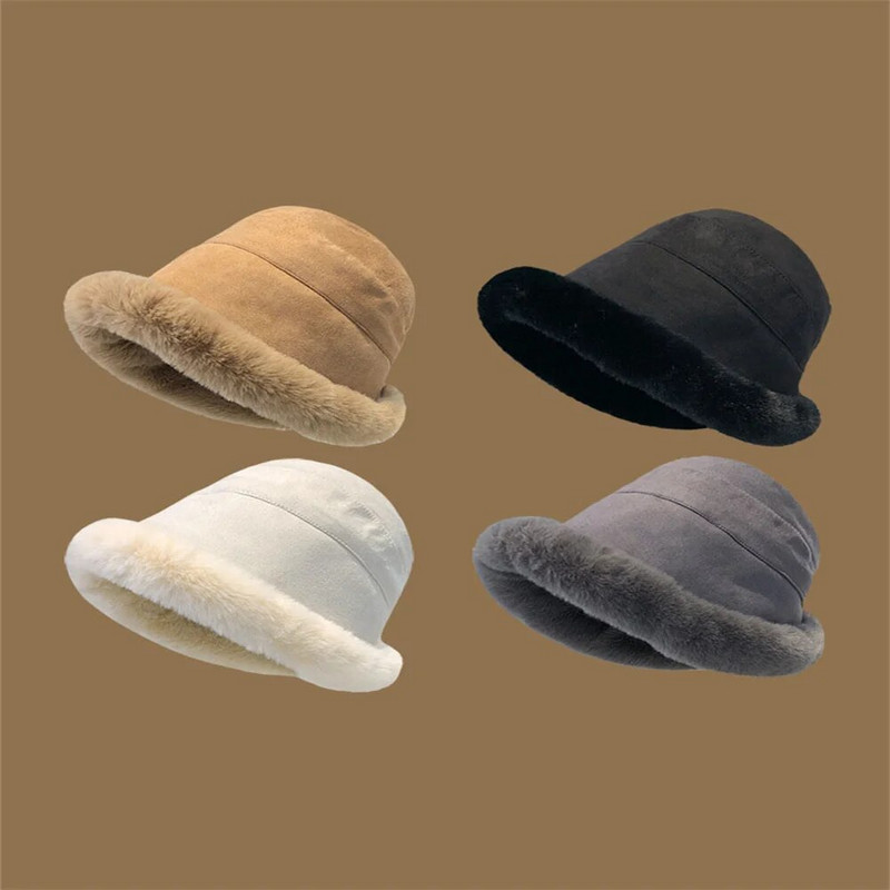 Pūkuota kibiro kepurė Moteriška žieminė šilta stora apsauga nuo šalčio Žvejo kepurė Aukštos kokybės pliušas madinga Universali moteriška Panamos kepurė