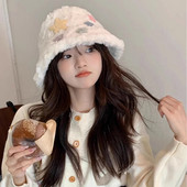 Zimska kapa 2023. Modna ženska kapa sa zvjezdastim uzorkom, janjeća dlaka, šešir za djevojčice, podebljani šešir za vanjske aktivnosti, slatka ženska panama ravna kapa od sunca, šešir, šešir