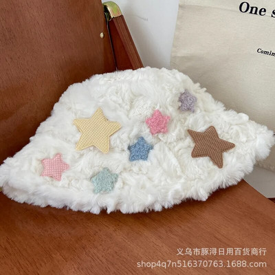 Zimska kapa 2023. Modna ženska kapa sa zvjezdastim uzorkom, janjeća dlaka, šešir za djevojčice, podebljani šešir za vanjske aktivnosti, slatka ženska panama ravna kapa od sunca, šešir, šešir