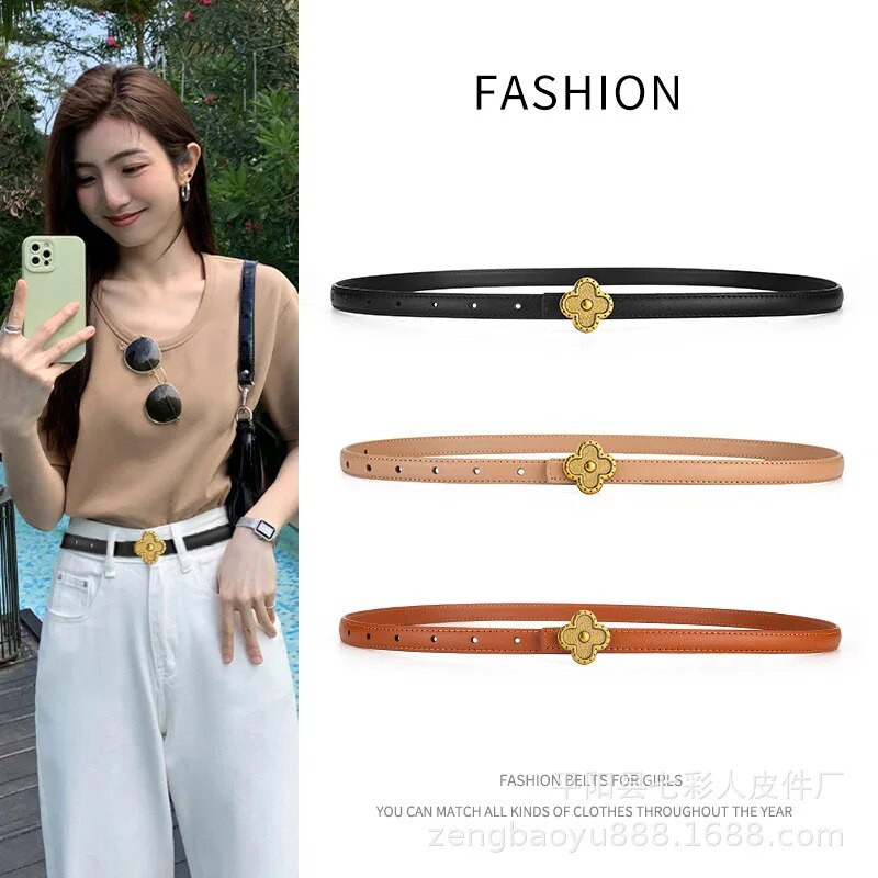 Noua centură de lux din  de trifoi pentru femei, la modă, cu cataramă de aur, curele retro pentru femei, blugi, rochie, 2022