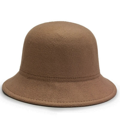 Vintage vilnas filca cepure Sieviešu Eleganta Bucket Cepures Rudens Ziemas Top Cepures Vienkāršas Vienkrāsainas Baznīcas Džeza Cepures Sieviešu Dome Fedoras Cepures