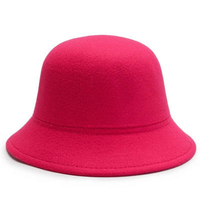 Vintage vilnas filca cepure Sieviešu Eleganta Bucket Cepures Rudens Ziemas Top Cepures Vienkāršas Vienkrāsainas Baznīcas Džeza Cepures Sieviešu Dome Fedoras Cepures