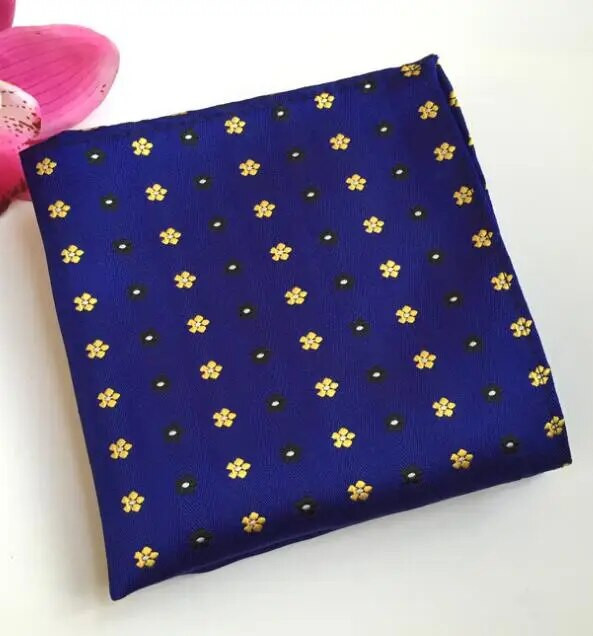 RBOCOTT dzelteni ziedu kabatas kvadrāti zili Paisley kabatlakatiņi vīriešiem sieviešu modes Hanky 25cm*25cm biznesa kāzu uzvalks