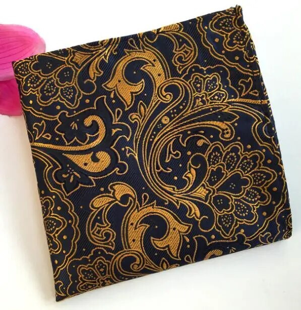 RBOCOTT dzelteni ziedu kabatas kvadrāti zili Paisley kabatlakatiņi vīriešiem sieviešu modes Hanky 25cm*25cm biznesa kāzu uzvalks