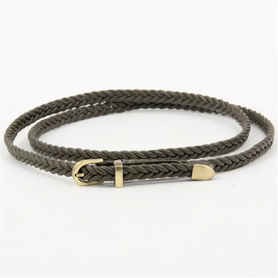Lady Skinny Twist Woven Belt Плетен колан за жени Колан за талия Колан за рокля Тънък кожен тесен плетен декоративен колан