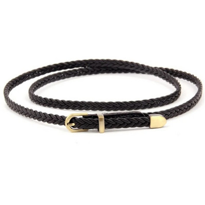 Lady Skinny Twist Woven Belt Плетен колан за жени Колан за талия Колан за рокля Тънък кожен тесен плетен декоративен колан