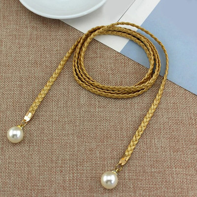 Lady Skinny Twist Woven Belt Плетен колан за жени Колан за талия Колан за рокля Тънък кожен тесен плетен декоративен колан