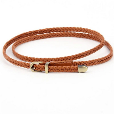 Lady Skinny Twist Woven Belt Плетен колан за жени Колан за талия Колан за рокля Тънък кожен тесен плетен декоративен колан