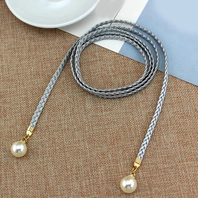Lady Skinny Twist Woven Belt Плетен колан за жени Колан за талия Колан за рокля Тънък кожен тесен плетен декоративен колан