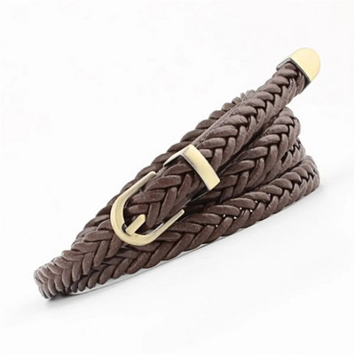 Lady Skinny Twist Woven Belt Плетен колан за жени Колан за талия Колан за рокля Тънък кожен тесен плетен декоративен колан