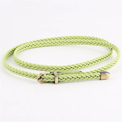 Lady Skinny Twist Woven Belt Плетен колан за жени Колан за талия Колан за рокля Тънък кожен тесен плетен декоративен колан