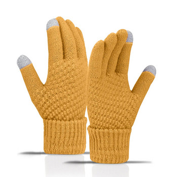 Дамски ръкавици Дамски зимни вълнени топли ръкавици Едноцветни поларени плетени студоустойчиви ръкавици Зимен подарък 2023 перчатки женски