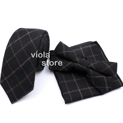 Karštai dryžuotas languotas klasikinis vilnos 6 cm plonas kaklaraištis peteliškės rankinės spalvos rinkinys rudas tamsiai pilkas vyriškas kostiumas biurui kasdieniam vakarėliui, aksesuarui, dovana