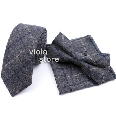 Karštai dryžuotas languotas klasikinis vilnos 6 cm plonas kaklaraištis peteliškės rankinės spalvos rinkinys rudas tamsiai pilkas vyriškas kostiumas biurui kasdieniam vakarėliui, aksesuarui, dovana