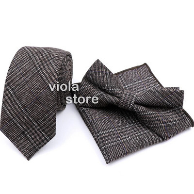 Karštai dryžuotas languotas klasikinis vilnos 6 cm plonas kaklaraištis peteliškės rankinės spalvos rinkinys rudas tamsiai pilkas vyriškas kostiumas biurui kasdieniam vakarėliui, aksesuarui, dovana