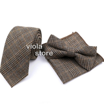 Karštai dryžuotas languotas klasikinis vilnos 6 cm plonas kaklaraištis peteliškės rankinės spalvos rinkinys rudas tamsiai pilkas vyriškas kostiumas biurui kasdieniam vakarėliui, aksesuarui, dovana